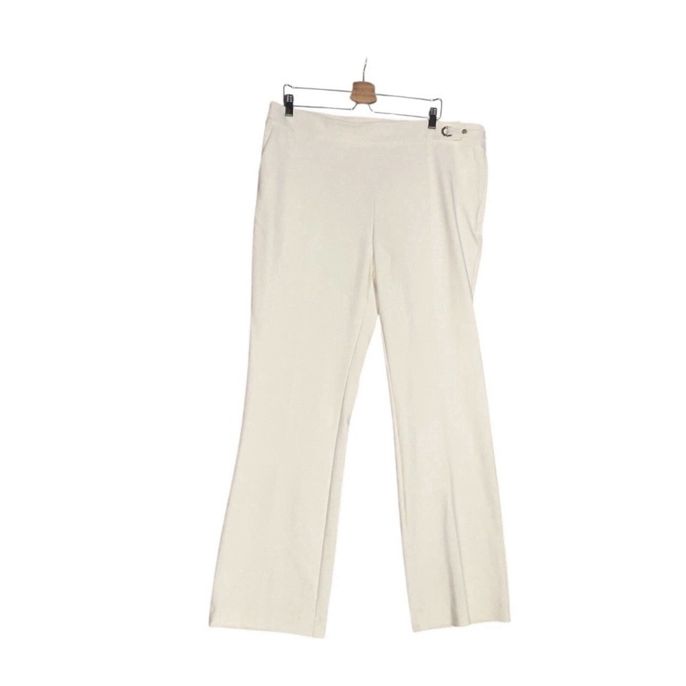 VTG Anne Klein Womens Sz XL Off White Stretch Flare Dress Winter Holiday Pants